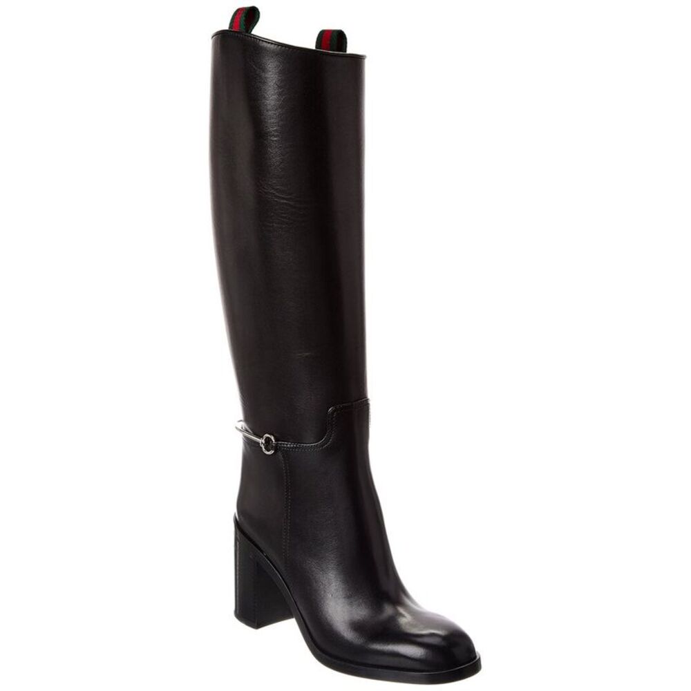 Gucci Horsebit Leather Knee-High Boot, Black